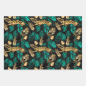 Gold Tiger Print with Tropical Leaves Pattern Geschenkpapier Set (Vorderseite)