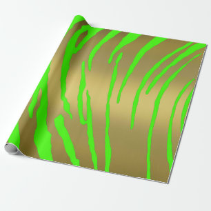 Gold Tiger Stripes Green Geschenkpapier