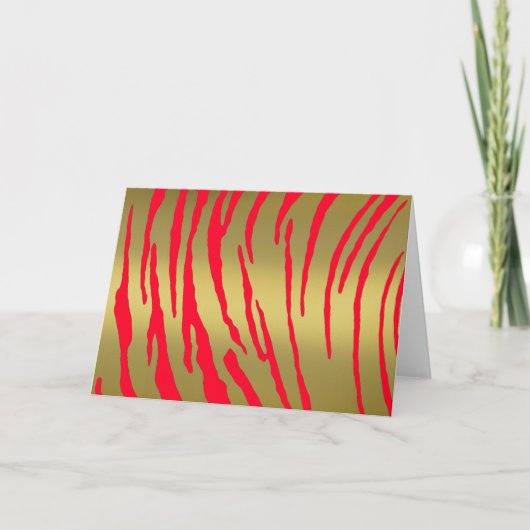Gold Tiger Stripes Red Feiertagskarte (Vorderseite)