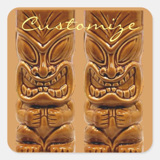 Gold Tiki Skulptur Thunder_Cove Air Freshener Quadratischer Aufkleber (Vorderseite)