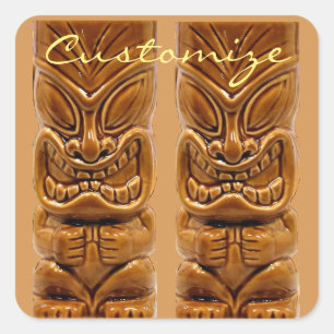 Gold Tiki Skulptur Thunder_Cove Air Freshener Quadratischer Aufkleber