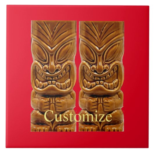 Gold Tiki Skulptur Thunder_Cove Fliese (Vorderseite)