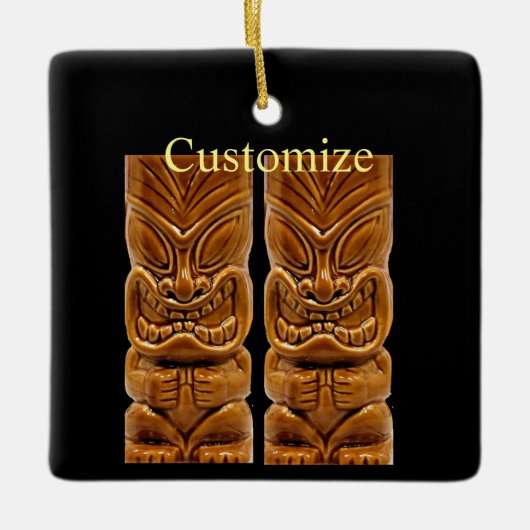 Gold Tiki Skulptur Thunder_Cove Keramikornament (Vorderseite)