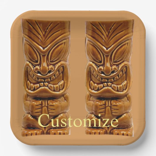 Gold Tiki Skulptur Thunder_Cove Pappteller (Vorderseite)