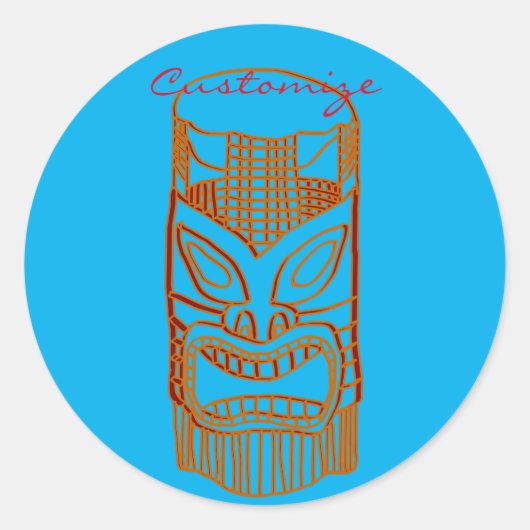 Gold Tiki Skulptur Thunder_Cove Runder Aufkleber (Vorderseite)