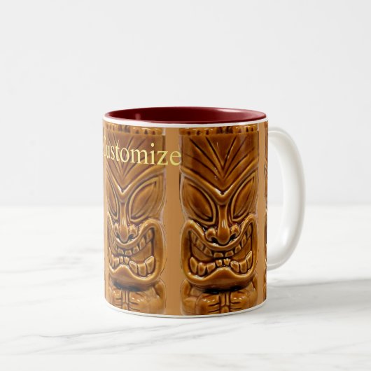 Gold Tiki Skulptur Thunder_Cove Zweifarbige Tasse (VorderseiteRechts)