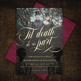 Gold Til Death Do us Part Foto Goth Wedding Folieneinladung