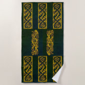 Gold Tiled Celtic Knot Dragon Hounds Strandtuch (Vorderseite)