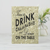 Gold Time to Drink Champagne Corporate Invite Einladung (Stehend Vorderseite)