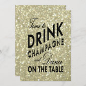 Gold Time to Drink Champagne Corporate Invite Einladung (Vorne/Hinten)