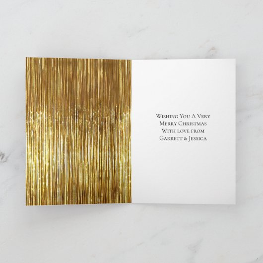 Gold Tinsel Frohe Weihnachtsbaum Karte (Innenseite)