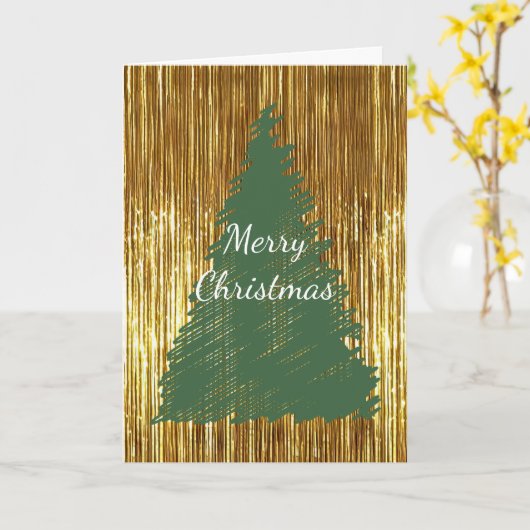 Gold Tinsel Frohe Weihnachtsbaum Karte (Gelbe Blume)
