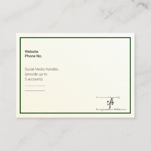 Gold Tint Gradient & Hunter Logo Mighty Visitenkarte (Rückseite)