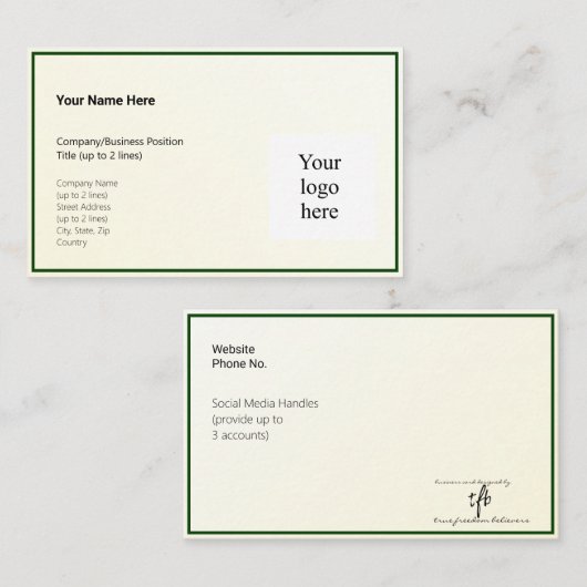 Gold Tint Gradient & Hunter Logo Std. Visitenkarte (Vorne/Hinten)