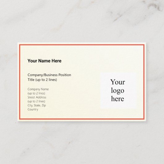 Gold Tint Gradient & Orange-Red Logo Std. Visitenkarte (Vorderseite)