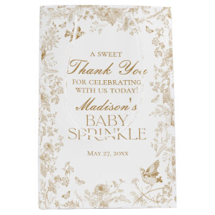 Gold Toile De Jouy Baby Sprinkle Favoriten Mittlere Geschenktüte