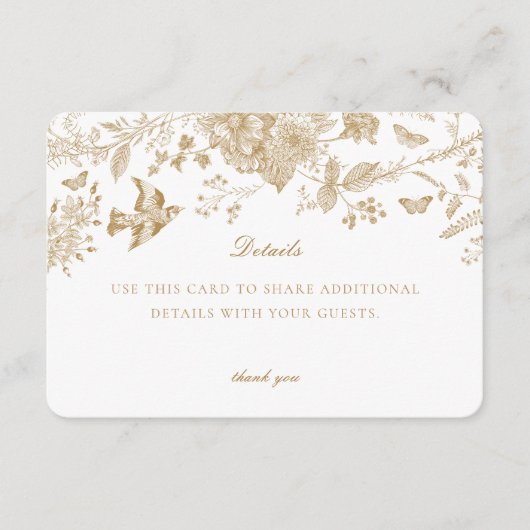 Gold Toile de Jouy Details Card Einladung (Vorderseite)