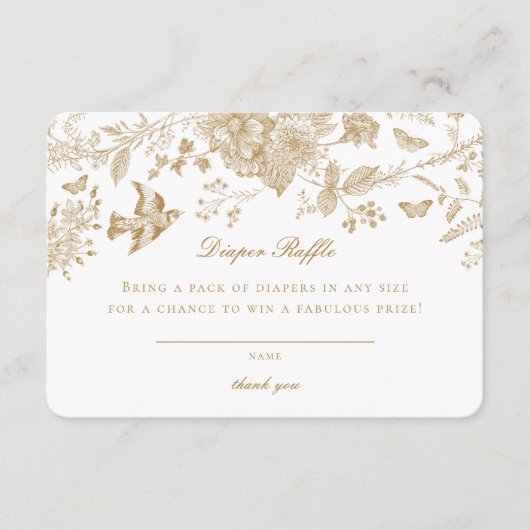 Gold Toile De Jouy Diaper Einladung einfügen (Vorderseite)