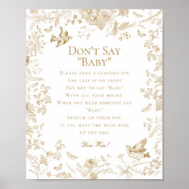 Gold Toile De Jouy Dont Say Baby Showspiel Poster