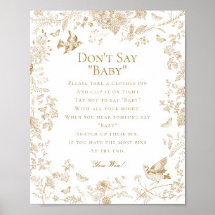Gold Toile De Jouy Dont Say Baby Showspiel Poster