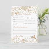 Gold Toile De Jouy Floral Advice for Baby Card Einladung (Stehend Vorderseite)