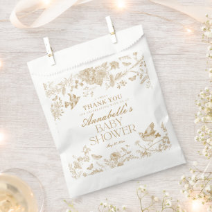 Gold Toile De Jouy Floral Baby Shower Dessert Geschenktütchen