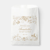 Gold Toile De Jouy Floral Taufe Dessert Geschenktütchen (Vorderseite)