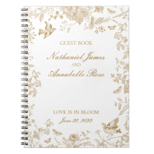 Gold Toile De Jouy Floral Wedding Guest Book Notizblock