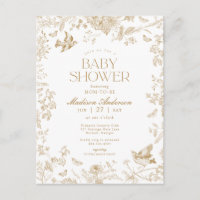 Gold Toile De Jouy French Floral Baby Dusche