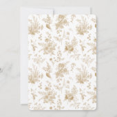 Gold Toile De Jouy French Floral Baby Sprinkle Einladung (Rückseite)