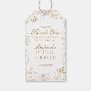 Gold Toile De Jouy Geschenke zur Hochzeitsdusche Geschenkanhänger