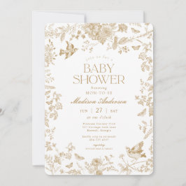 Gold Toile De Jouy Vintag Floral Baby Dusche Einladung