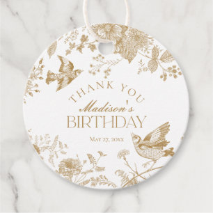 Gold Toile De Jouy Vintag Floral Geburtstag Geschenkanhänger