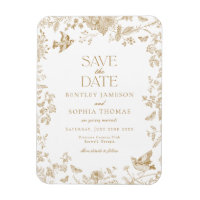 Gold Toile De Jouy Vintag Floral Save the Date