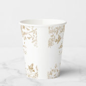 Gold Toile De Jouy Vintage Blumentaufe Pappbecher (Links)