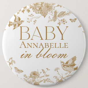 Gold Toile De Jouy Vintage Florales Babyspital Button