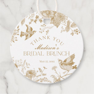 Gold Toile De Jouy Vintage Florales Braut-Brunch Geschenkanhänger