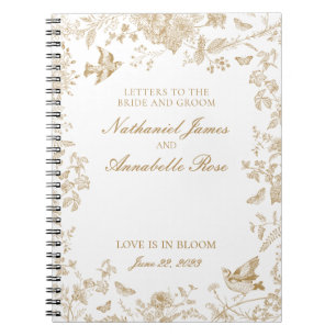 Gold Toile De Jouy Wedding Letters Bridge and Groo Notizblock