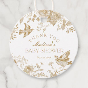Gold Toile Jouy Vintag Floral Baby Dusche Gefallen Geschenkanhänger