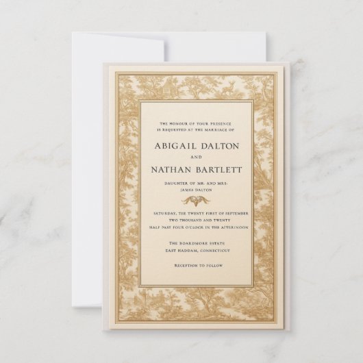 Gold Toile Wedding Invitation (Gilded Heirloom) Einladung (Vorderseite)