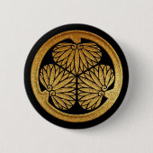 Gold Tokugawa Aoi Kamon Button (Vorderseite)