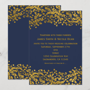 Gold-Ton Babys Breath Blaue elegante Einladungen
