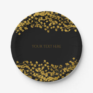 Gold-Ton-Babys-Breath-schwarze elegante Blumen Pappteller