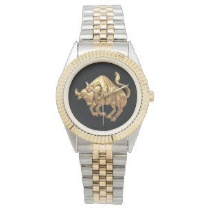Gold-Ton Stier-Sternzeichen Stiersymbol Armbanduhr