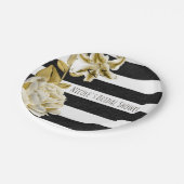 Gold Tone Bläserschwarz & Weiß Streifen Pappteller (Schrägansicht)