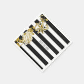 Gold Tone Bläserschwarz & Weiß Streifen Serviette (Ecke)