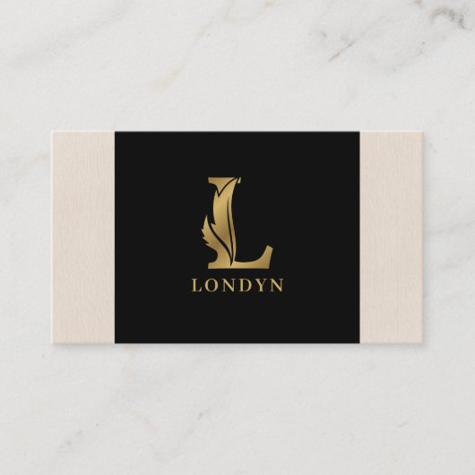 Gold Töne Buchstabe L Blumendekoration Visitenkarte (Vorderseite)