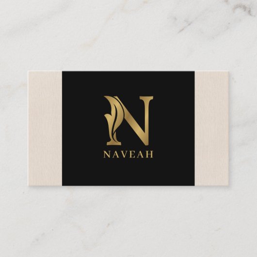 Gold Töne Buchstabe N Blumendekoration Visitenkarte (Vorderseite)