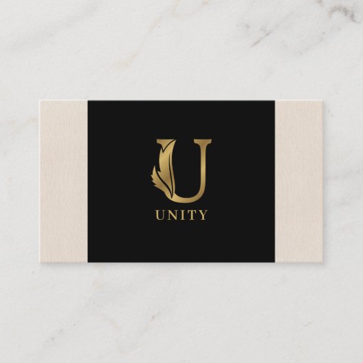 Gold Töne Buchstaben U Blumendekoration Visitenkarte (Vorderseite)