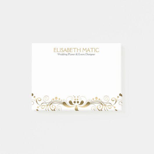 Gold Tone Floral Lace Post-it Klebezettel (Vorderseite)